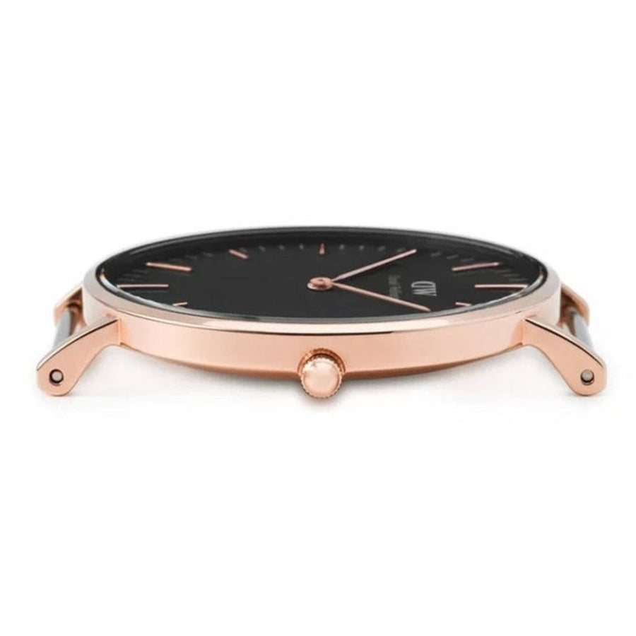 Daniel Wellington Classic Reading Black Dial Black Leather Strap Watch For Women - DW00100141