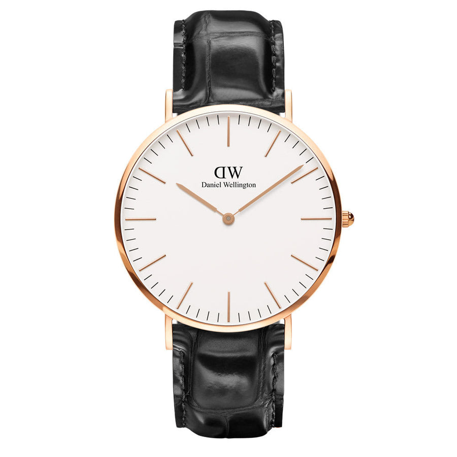 Daniel Wellington Classic Reading White Dial Black Leather Strap Watch For Men - DW00100014