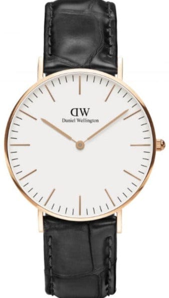 Daniel Wellington Classic Reading White Dial Black Leather Strap Watch For Women - DW00100041