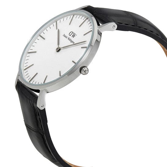 Daniel Wellington Classic Reading White Dial Black Leather Strap Watch For Women - DW00100058