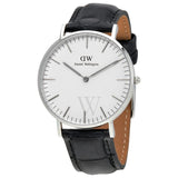 Daniel Wellington Classic Reading White Dial Black Leather Strap Watch For Women - DW00100058