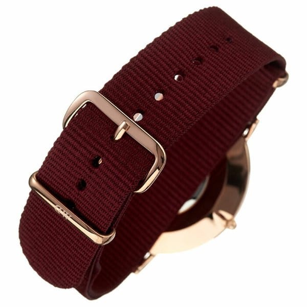 Daniel Wellington Classic Roselyn Black Dial Maroon Nylon Strap Watch For Women - DW00100269
