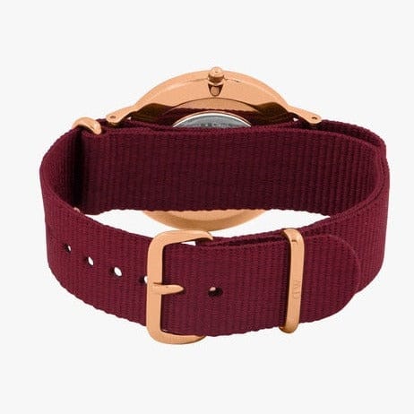 Daniel Wellington Classic Roselyn Black Dial Maroon Nylon Strap Watch For Women - DW00100269