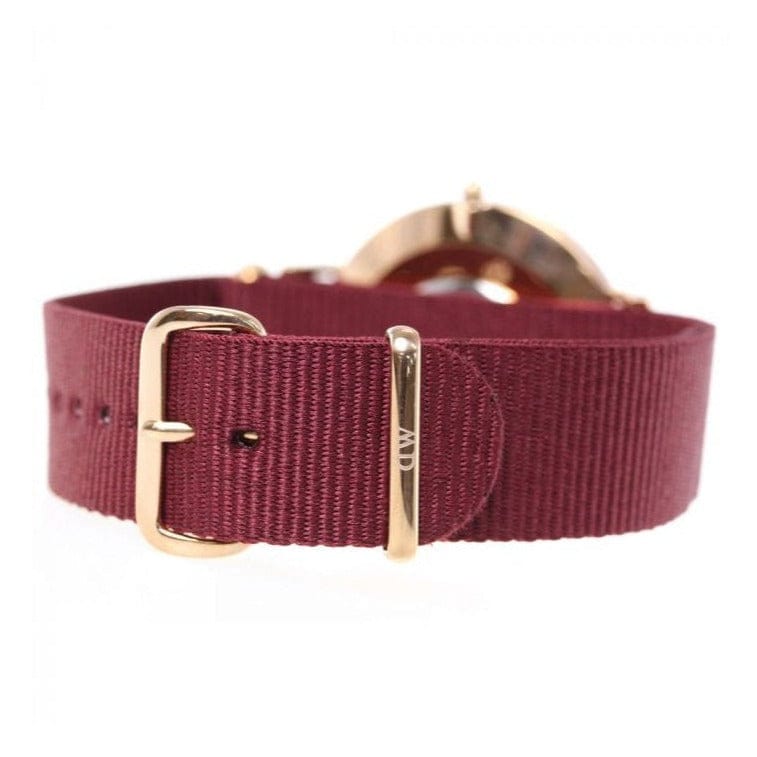 Daniel Wellington Classic Roselyn Black Dial Maroon Nylon Strap Watch For Women - DW00100273