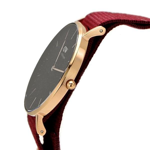 Daniel Wellington Classic Roselyn Black Dial Maroon Nylon Strap Watch For Women - DW00100273