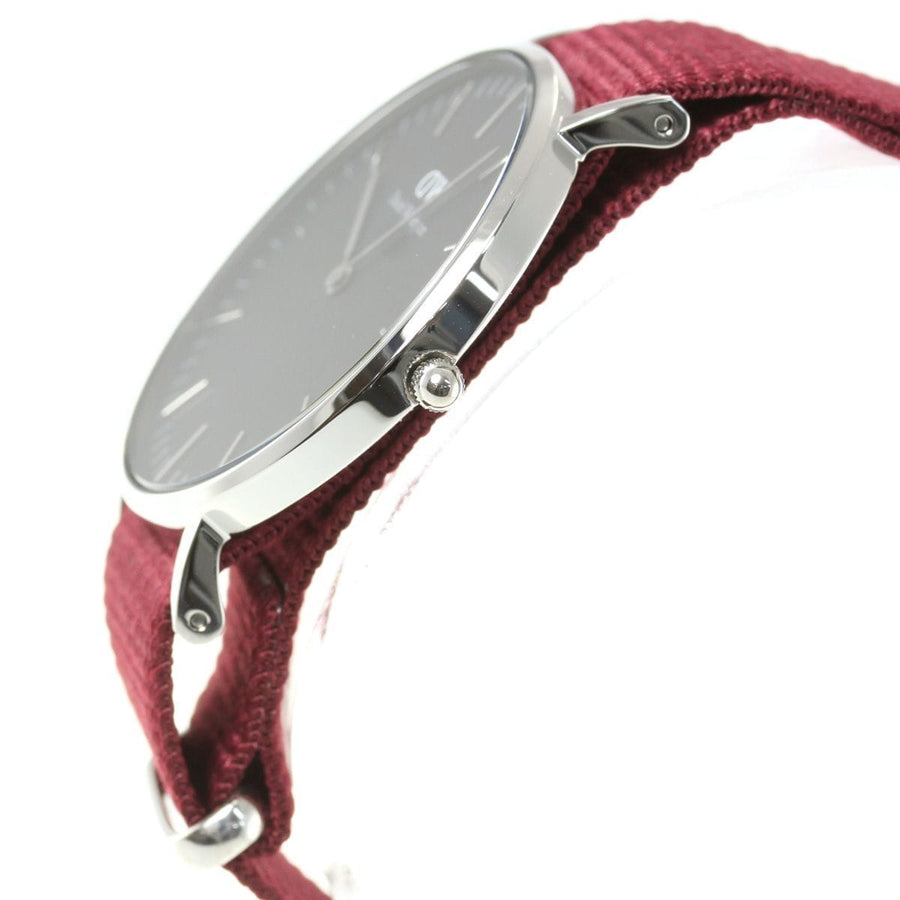Daniel Wellington Classic Roselyn Black Dial Maroon Nylon Strap Watch For Women - DW00100274