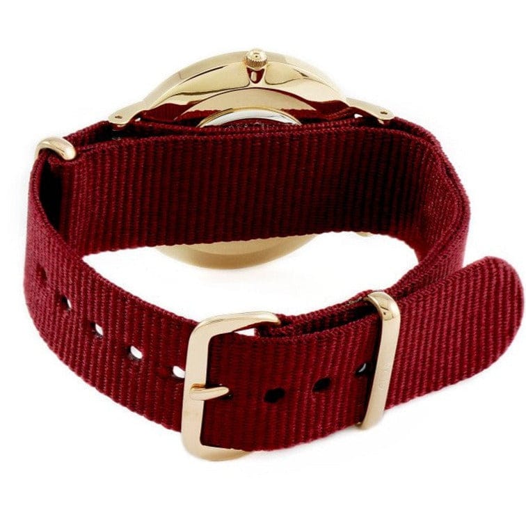 Daniel Wellington Classic Roselyn White Dial Maroon Nylon Strap Watch For Women - DW00100267