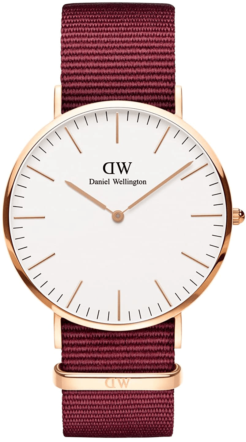 Daniel Wellington Classic Roselyn White Dial Maroon Nylon Strap Watch For Women - DW00100267