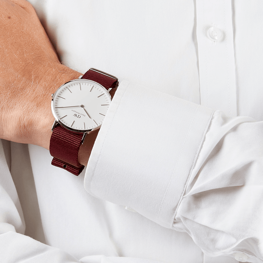 Daniel Wellington Classic Roselyn White Dial Red NATO Strap Watch For Women - DW00100268
