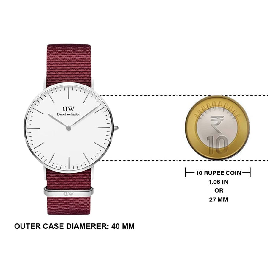 Daniel Wellington Classic Roselyn White Dial Red NATO Strap Watch For Women - DW00100268