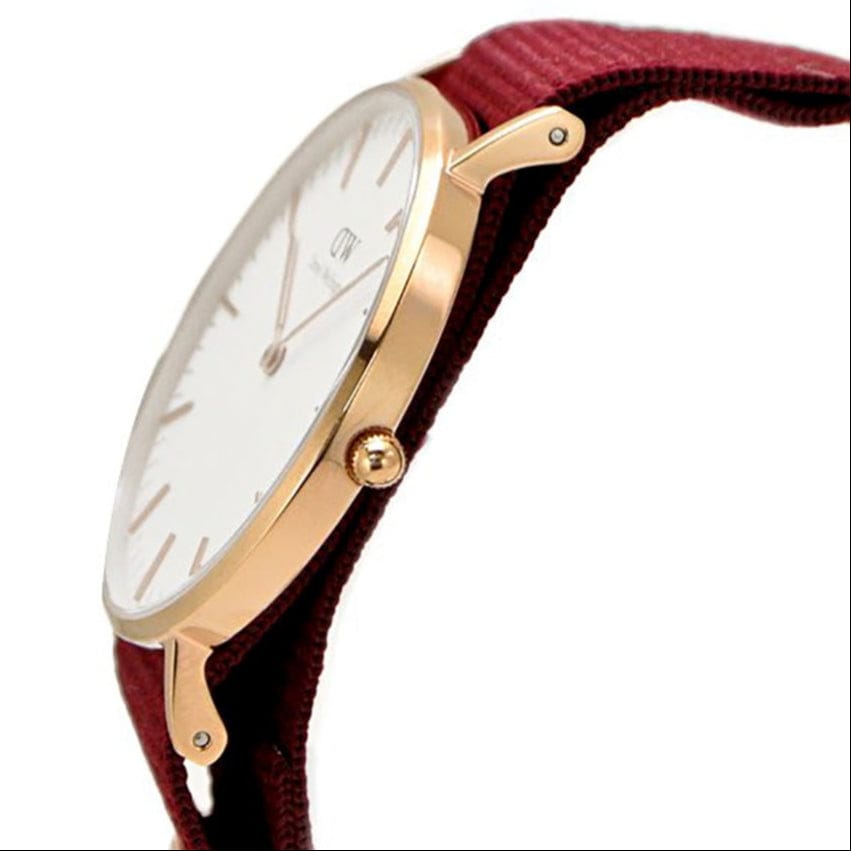 Daniel Wellington Classic Roselyn White Dial Red NATO Strap Watch For Women - DW00100271