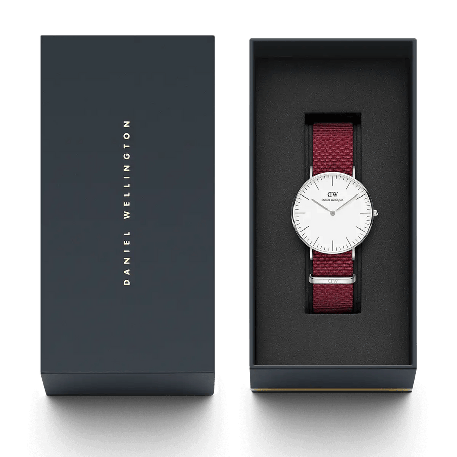Daniel Wellington Classic Roselyn White Dial Red NATO Strap Watch For Women - DW00100272