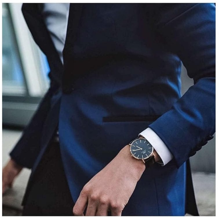 Daniel Wellington Classic Sheffield Black Dial Black Leather Strap Watch For Men - DW00100127