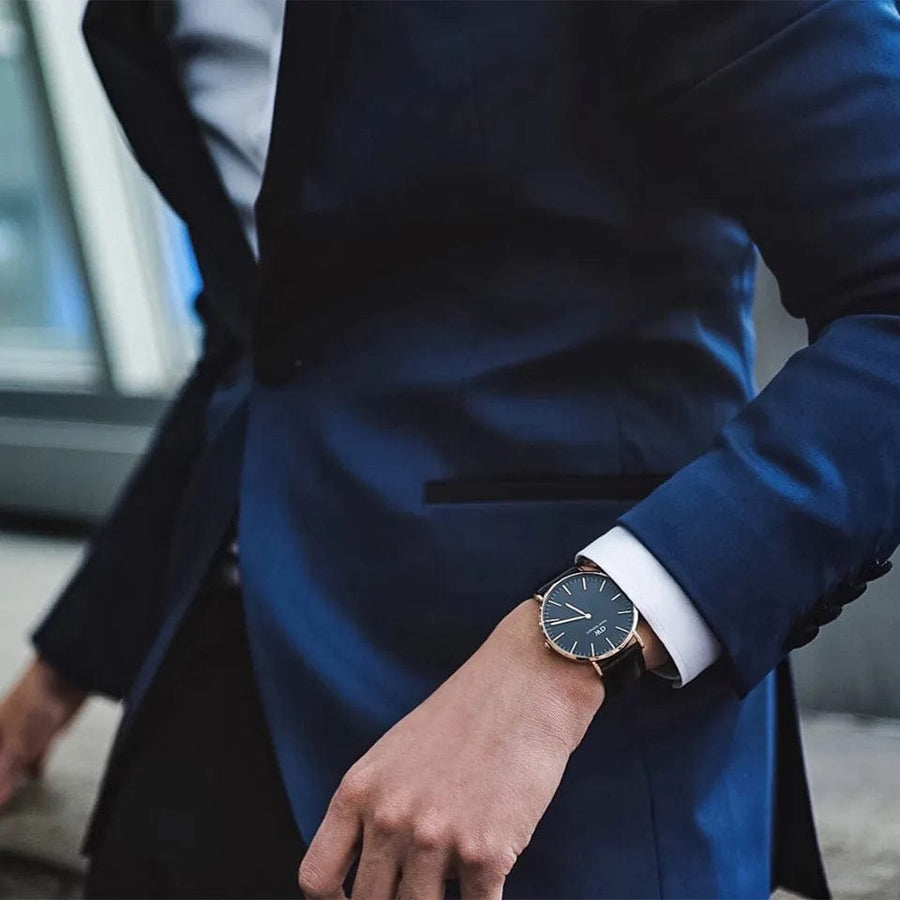 Daniel Wellington Classic Sheffield Black Dial Black Leather Strap Watch For Men - DW00100127