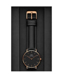 Daniel Wellington Classic Sheffield Black Dial Black Leather Strap Watch For Women - DW00100139