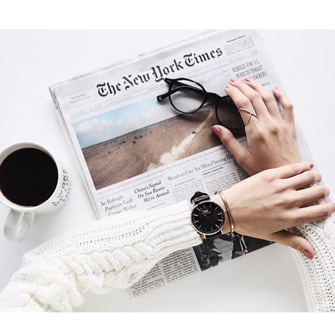 Daniel Wellington Classic Sheffield Black Dial Black Leather Strap Watch For Women - DW00100139