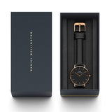 Daniel Wellington Classic Sheffield Black Dial Black Leather Strap Watch For Women - DW00100139