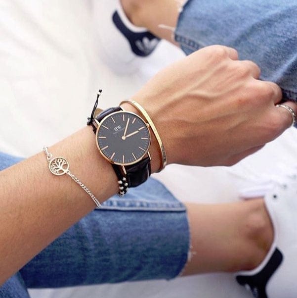 Daniel Wellington Classic Sheffield Black Dial Black Leather Strap Watch For Women - DW00100139