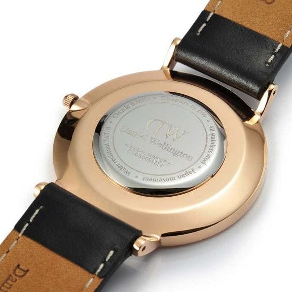 Daniel Wellington Classic Sheffield Black Dial Black Leather Strap Watch For Women - DW00100139