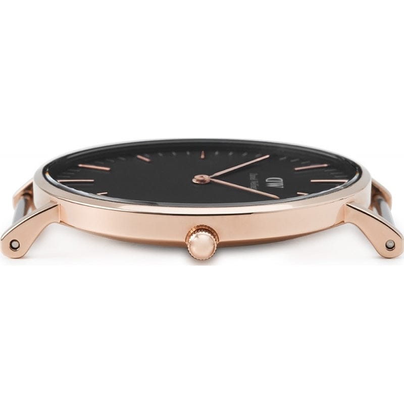 Daniel Wellington Classic Sheffield Black Dial Black Leather Strap Watch For Women - DW00100139