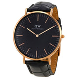Daniel Wellington Classic Sheffield Black Dial Black Leather Strap Watch For Women - DW00100139
