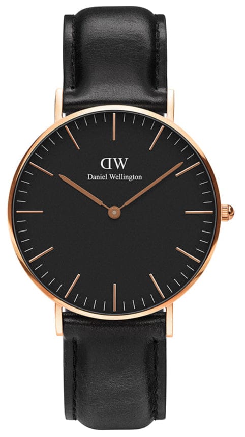 Daniel Wellington Classic Sheffield Black Dial Black Leather Strap Watch For Women - DW00100139