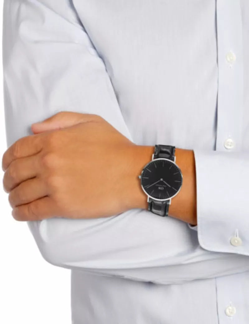 Daniel Wellington Classic Sheffield Black Dial Black Leather Strap Watch For Women - DW00100145