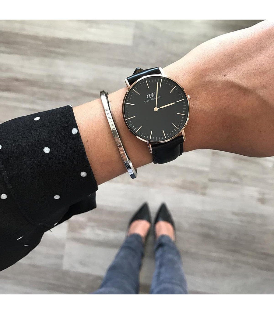 Daniel Wellington Classic Sheffield Black Dial Black Leather Strap Watch For Women - DW00100145