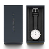 Daniel Wellington Classic Sheffield White Dial Black Leather Strap Watch For Men - DW00100020
