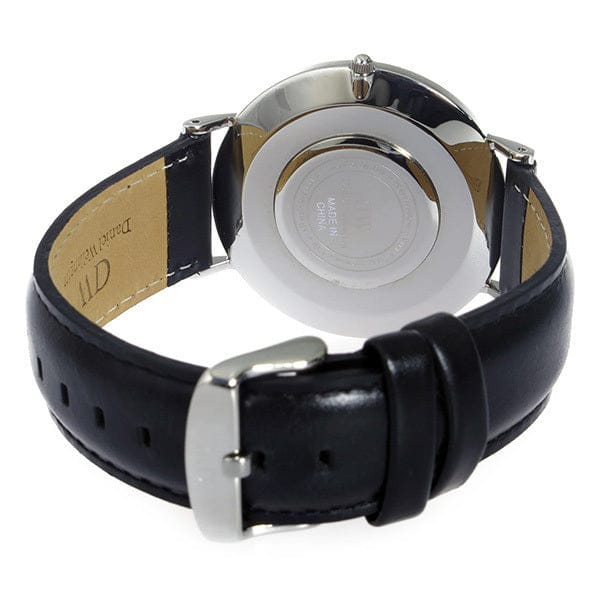 Daniel Wellington Classic Sheffield White Dial Black Leather Strap Watch For Men - DW00100020