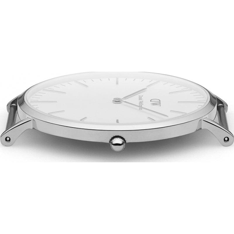 Daniel Wellington Classic Sheffield White Dial Black Leather Strap Watch For Men - DW00100020