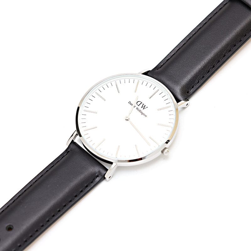 Daniel Wellington Classic Sheffield White Dial Black Leather Strap Watch For Men - DW00100020