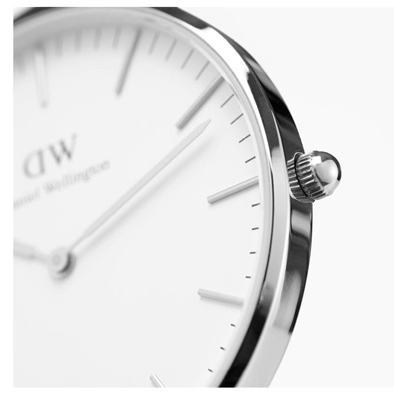 Daniel Wellington Classic Sheffield White Dial Black Leather Strap Watch For Men - DW00100020