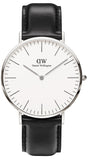 Daniel Wellington Classic Sheffield White Dial Black Leather Strap Watch For Men - DW00100020