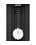 Daniel Wellington Classic Sheffield White Dial Black Leather Strap Watch  For Men - DW0010003120