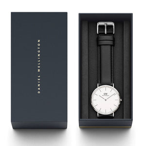 Daniel Wellington Classic Sheffield White Dial Black Leather Strap Watch  For Men - DW0010003120