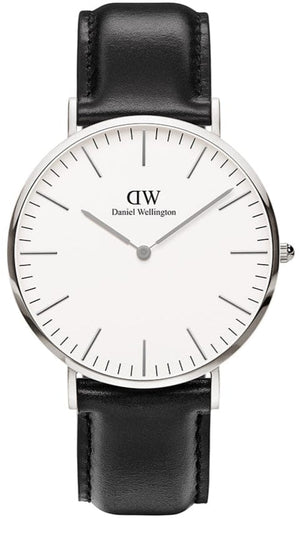 Daniel Wellington Classic Sheffield White Dial Black Leather Strap Watch  For Men - DW0010003120