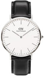 Daniel Wellington Classic Sheffield White Dial Black Leather Strap Watch  For Men - DW0010003120