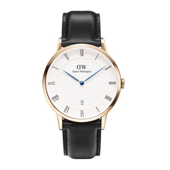 Daniel Wellington Classic Sheffield White Dial Black Leather Strap Watch For Men - DW00100084