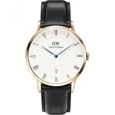Daniel Wellington Classic Sheffield White Dial Black Leather Strap Watch For Men - DW00100084