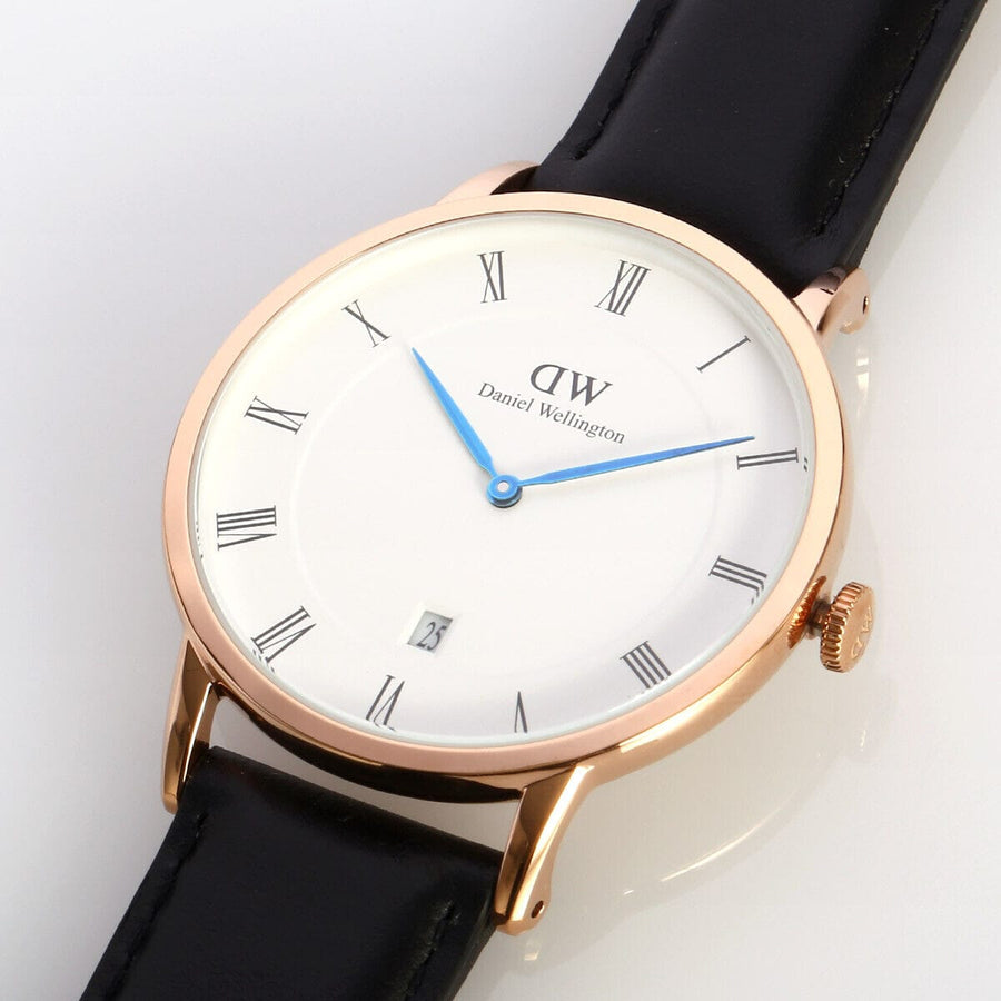 Daniel Wellington Classic Sheffield White Dial Black Leather Strap Watch For Men - DW00100084