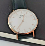 Daniel Wellington Classic Sheffield White Dial Black Leather Strap Watch for Women - DW00100036