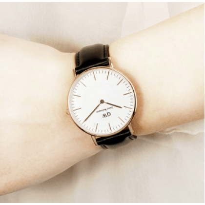 Daniel Wellington Classic Sheffield White Dial Black Leather Strap Watch for Women - DW00100036