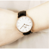 Daniel Wellington Classic Sheffield White Dial Black Leather Strap Watch for Women - DW00100036