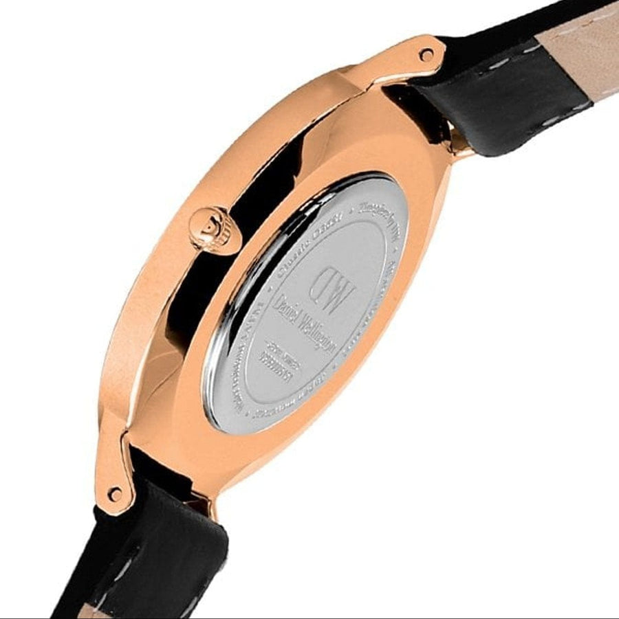 Daniel Wellington Classic Sheffield White Dial Black Leather Strap Watch for Women - DW00100036