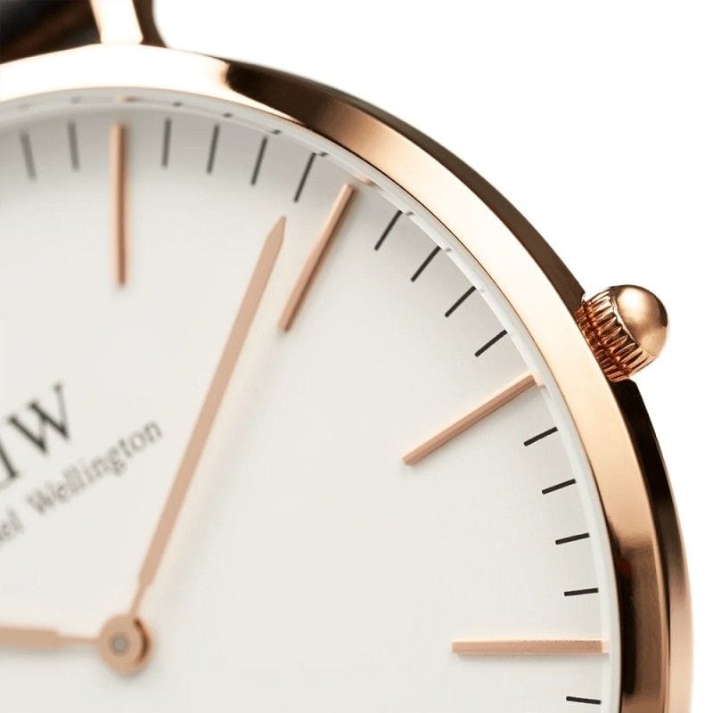 Daniel Wellington Classic Sheffield White Dial Black Leather Strap Watch for Women - DW00100036