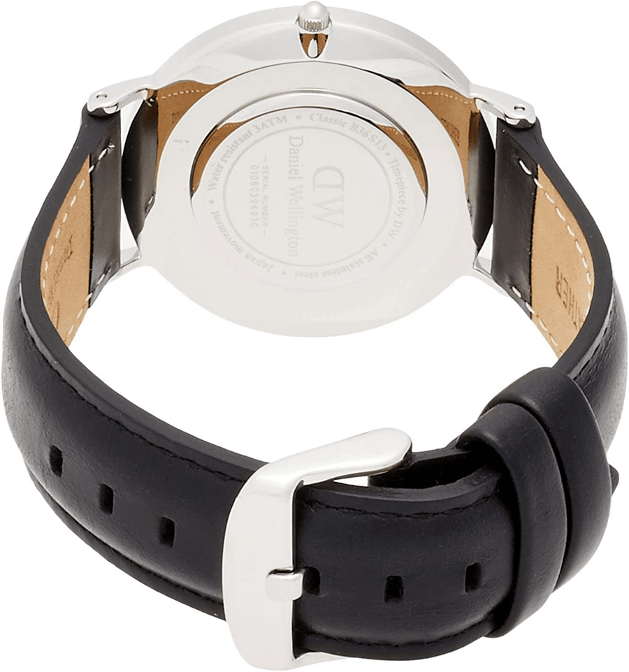 Daniel Wellington Classic Sheffield White Dial Black Leather Strap Watch For Women - DW00100053