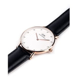 Daniel Wellington Classic Sheffield White Dial Black Leather Strap Watch For Women - DW00100076