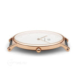 Daniel Wellington Classic Sheffield White Dial Black Leather Strap Watch For Women - DW00100076