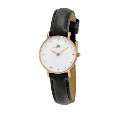 Daniel Wellington Classic Sheffield White Dial Black Leather Strap Watch For Women - DW00100076
